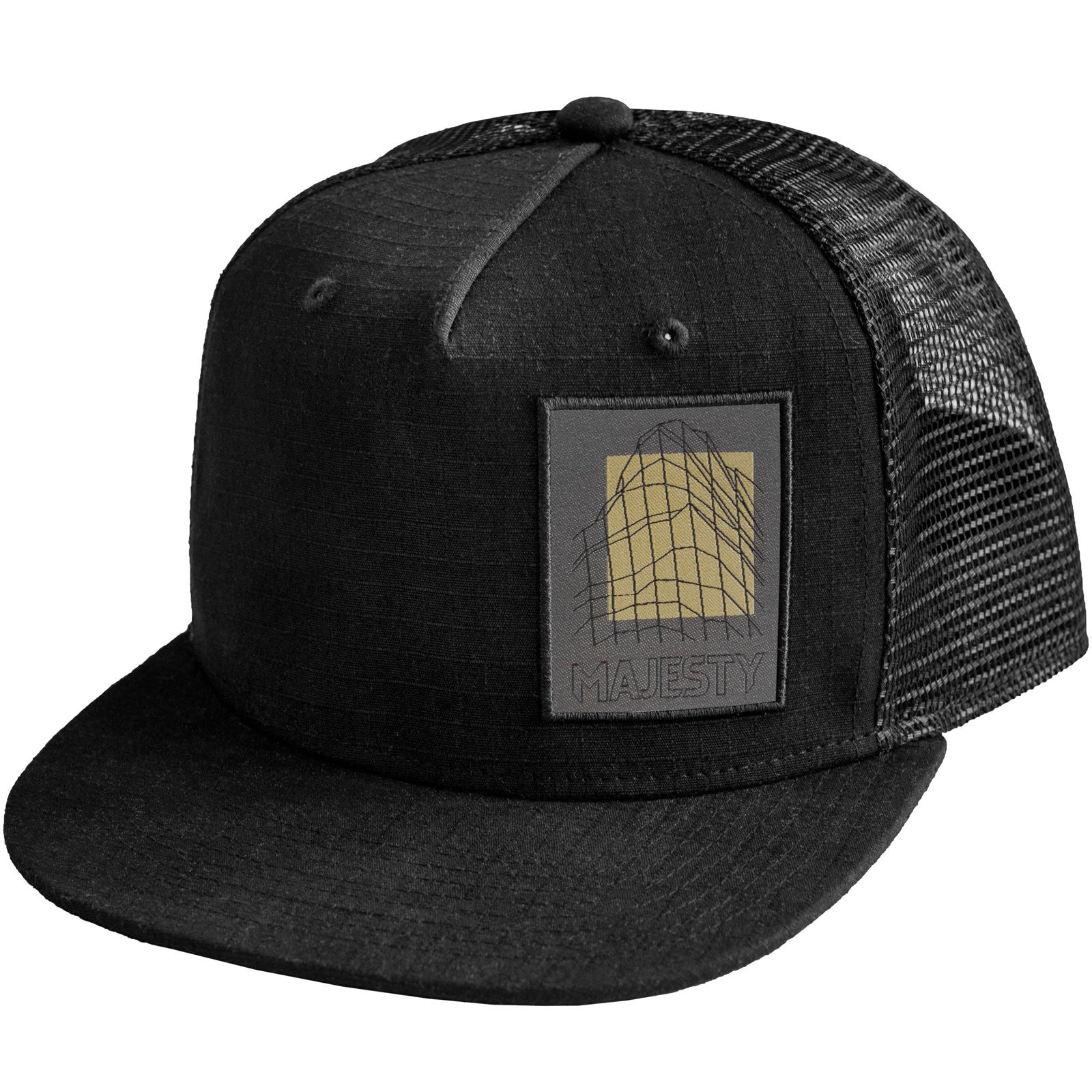 MAJESTY - PEAK Flat Brim Trucker Style Hat - Black - Majesty Skis | USA