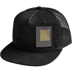 MAJESTY - PEAK Flat Brim Trucker Style Hat - Black - Majesty Skis | USA